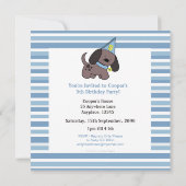 Invitation Chiot 5e anniversaire de fête garçons Blue Custom  (Dos)