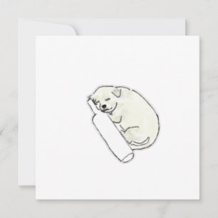 Invitation Chiot Blanc Endormi Reposant Sur Une Bouteille En 