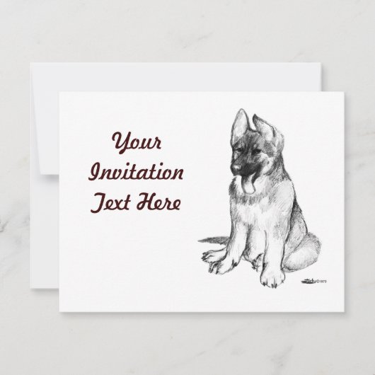 Invitation Chiot de berger allemand (Devant)