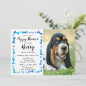 Invitation Chiot Douche - Garçon bleu animal - Chien Annivers (Debout devant)