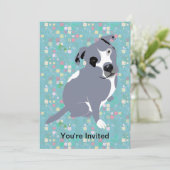 Invitation Chiot gris mignon de Pitbull sur le motif de (Debout devant)