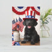 Invitation chiot Labrador noir patriotique | (Debout devant)