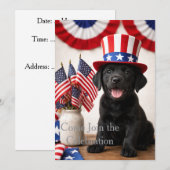 Invitation chiot Labrador noir patriotique | (Devant / Derrière)