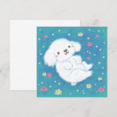Invitation Chiot mignon avec des fleurs (Devant / Derrière)