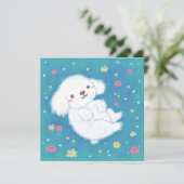Invitation Chiot mignon avec des fleurs (Debout devant)
