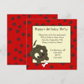 Invitation Chiot mignon avec os (Devant / Derrière)