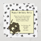 Invitation Chiot mignon avec os (Devant / Derrière)