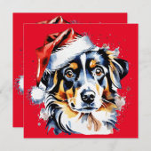 Invitation Chiot mignon de Noël (Devant / Derrière)