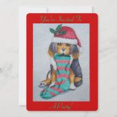 Invitation chiot noir et brun mignon vêtu pour noël (Devant)