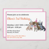 Invitation Chiot pur | Chiens Thème Garçon Première fête d'an (Devant / Derrière)