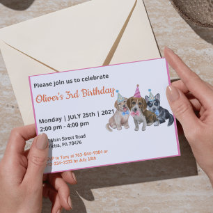 Invitation Chiot pur   Chiens Thème Garçon Première fête d'an