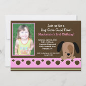 Invitation Chiot rose mod *PHOTO* Anniversaire 5x7 (Devant)