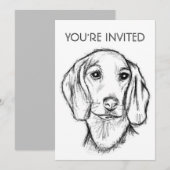 Invitation chiot teckel noir et blanc dessin simple art (Devant / Derrière)