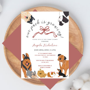 Invitation Chiots à l'aquarelle Mignons Fête de Bébé Fille Ro
