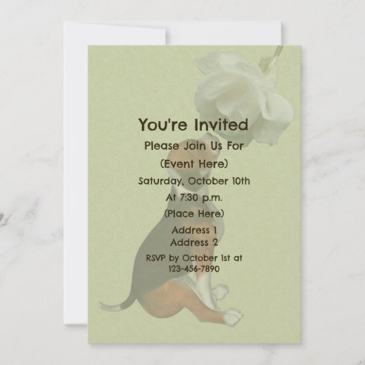 Invitation Chiots Beagle Rose Blanche Fête Animale Mignonne (Devant)