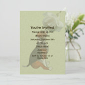 Invitation Chiots Beagle Rose Blanche Fête Animale Mignonne (Debout devant)