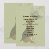 Invitation Chiots Beagle Rose Blanche Fête Animale Mignonne (Devant / Derrière)