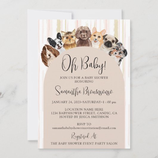 Invitation Chiots Beige Oh Baby (Devant)