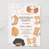 Invitation Chiots mignons d'anniversaire (Devant)