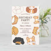 Invitation Chiots mignons d'anniversaire (Debout devant)