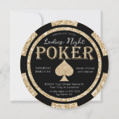 Invitation Chip de poker de nuit pour dames Parties scintilla (Devant)