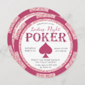Invitation Chip de poker de nuit pour dames Parties scintilla (Devant / Derrière)
