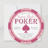 Invitation Chip de poker de nuit pour dames Parties scintilla (Devant)