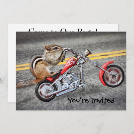 Invitation Chipmunk Biker équitation d'une moto (Devant / Derrière)