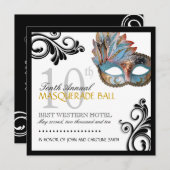 Invitation chique de mascarade (Devant / Derrière)