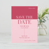 Invitation CHLOE Modern Bold Pink Enregistrer la date Invitat (Debout devant)
