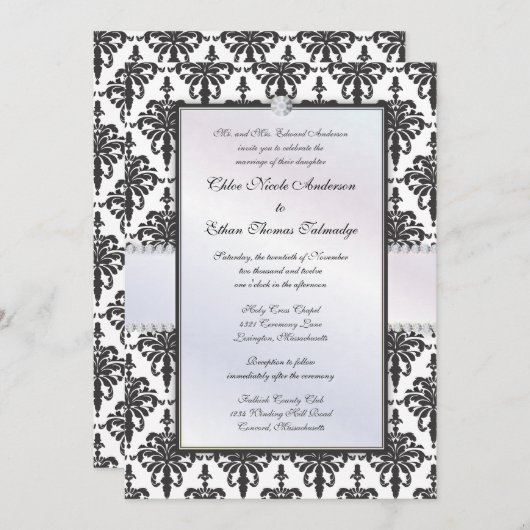 Invitation Chloe Silk Mariage damassé (Devant / Derrière)