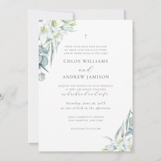 Invitation Chloe Simple Elegant Vert Mariage chrétien (Devant)