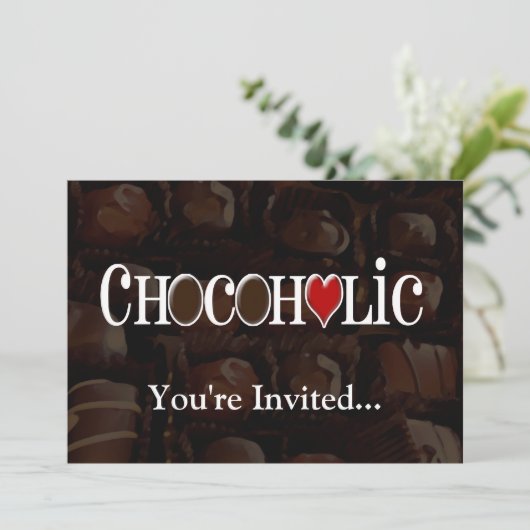 Invitation Chocoholic, Dark Brown et Red Heart Conception amu (Debout devant)