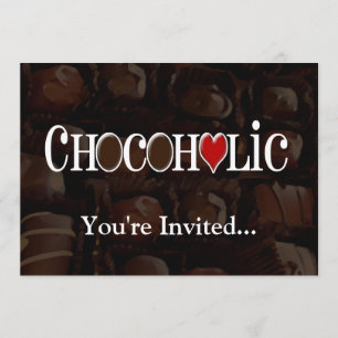 Invitation Chocoholic, Dark Brown et Red Heart Conception amu