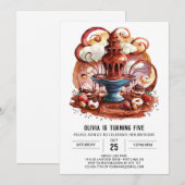 Invitation Chocolat à la fontaine mignonne Anniversaire (Devant / Derrière)