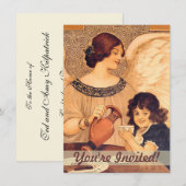 Invitation Chocolat Ange Antique Français (Devant / Derrière)