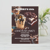 Invitation Chocolat anniversaire de enfant thème choc fun (Debout devant)