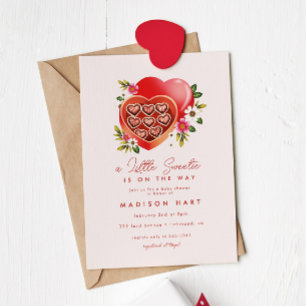 Invitation Chocolat au coeur rouge Saint Valentin Baby shower