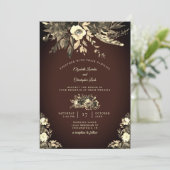 Invitation Chocolat Automne Brown séché Floral Mariage (Debout devant)