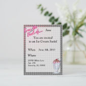 Invitation Chocolat aux fraises Modèle Sundae (Debout devant)