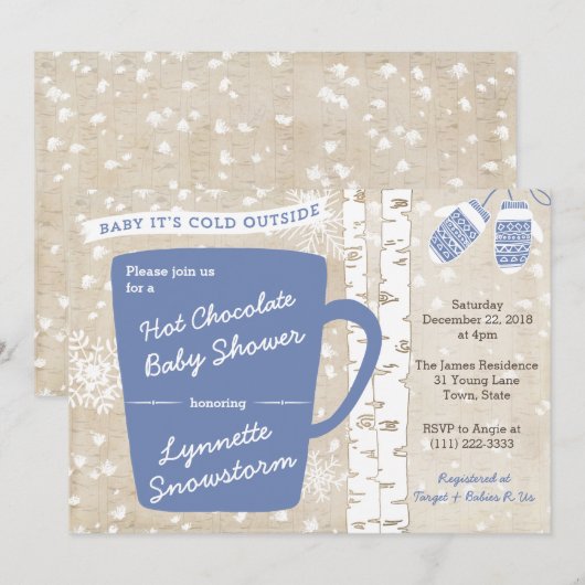Invitation Chocolat Bar Baby shower Snowflakes pour garçon (Devant / Derrière)