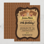 Invitation Chocolat Birthday Sweet Fountain Theme Girl's (Devant / Derrière)