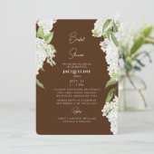 Invitation Chocolat Brown blanc Hydrangée Fête des mariées (Debout devant)