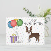 Invitation Chocolat Brown Boston Terrier mignon chien - Anniv (Debout devant)