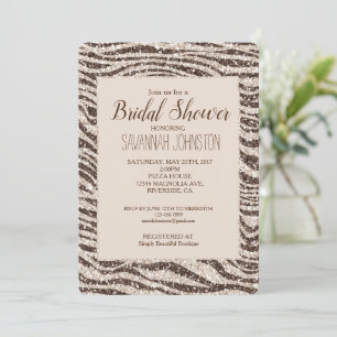 Invitation Chocolat Brown crème Blush Zebra Parties scintilla