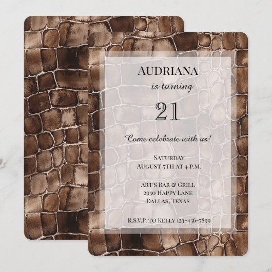 Invitation Chocolat Brown crémeux (Devant / Derrière)