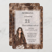Invitation Chocolat Brown crémeux Brown cheveux fille Anniver (Devant / Derrière)