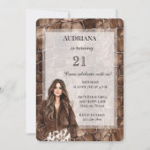 Invitation Chocolat Brown crémeux Brown cheveux fille Anniver (Devant)