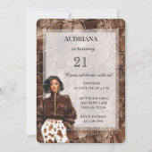 Invitation Chocolat Brown crémeux Brown femme noire Anniversa (Devant)