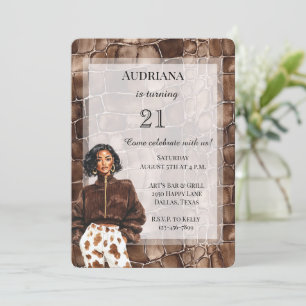 Invitation Chocolat Brown crémeux Brown femme noire Anniversa